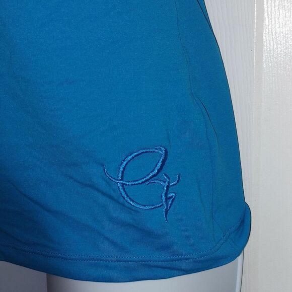 Equilibrium Activewear turquois tank strappy peek hole back Sz M - Picture 3 of 6